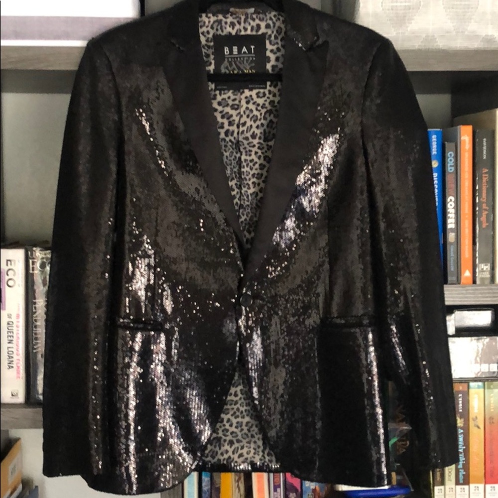 Zara men’s black sequin coat